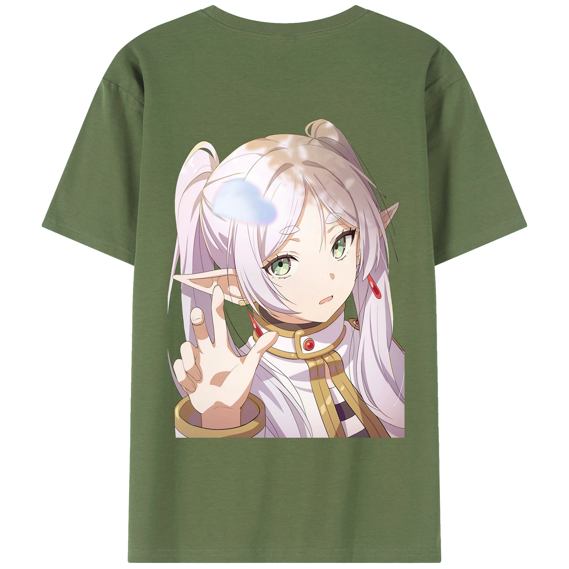 （画像用） 葬送のフリーレン Frieren 綿100％ メンズ半袖Tシャツ（バックプリント） 通気性